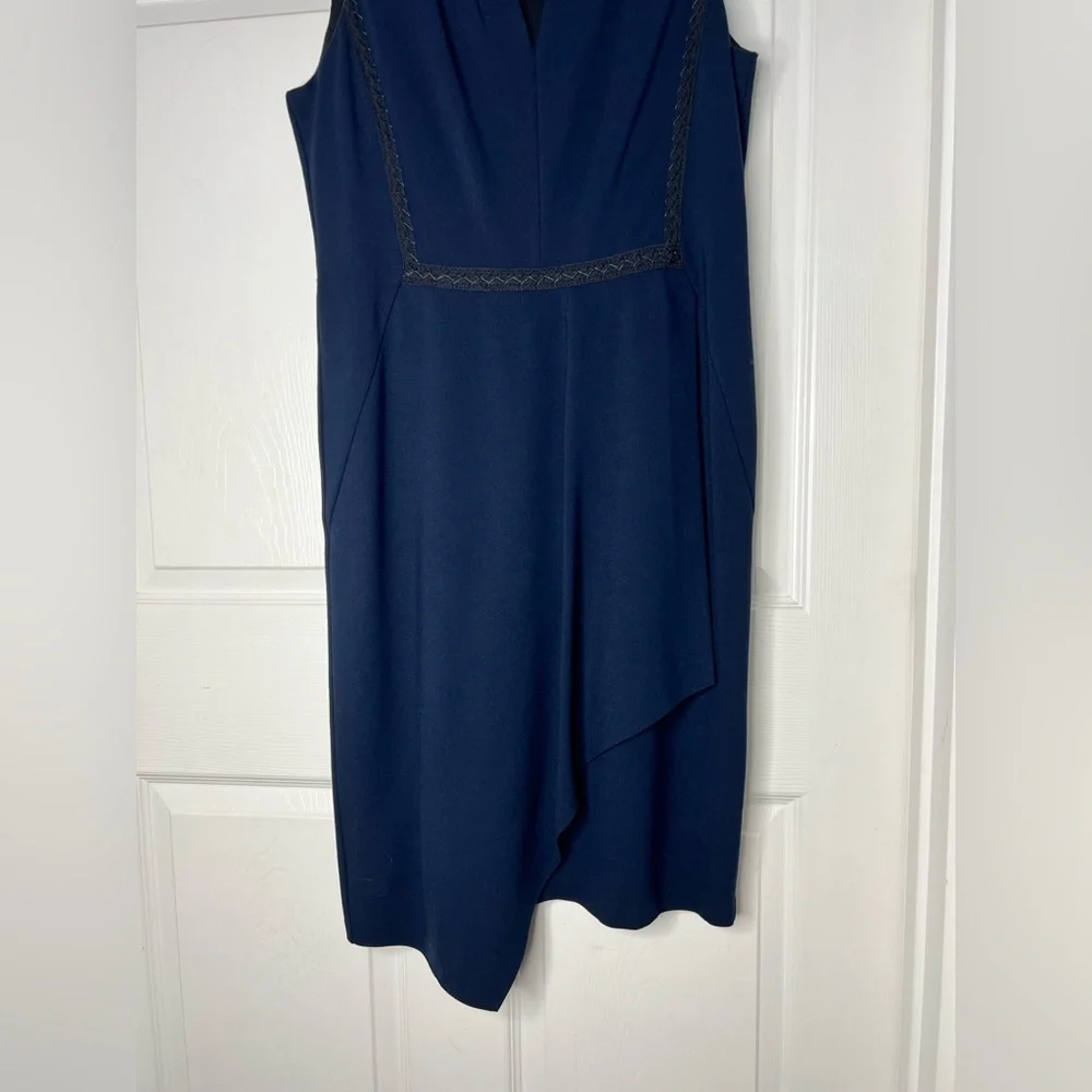 Kobi Halperin Navy Blue Jae Knit Faux Wrap Sheath  Dress Sz 10 - Picture 9 of 10
